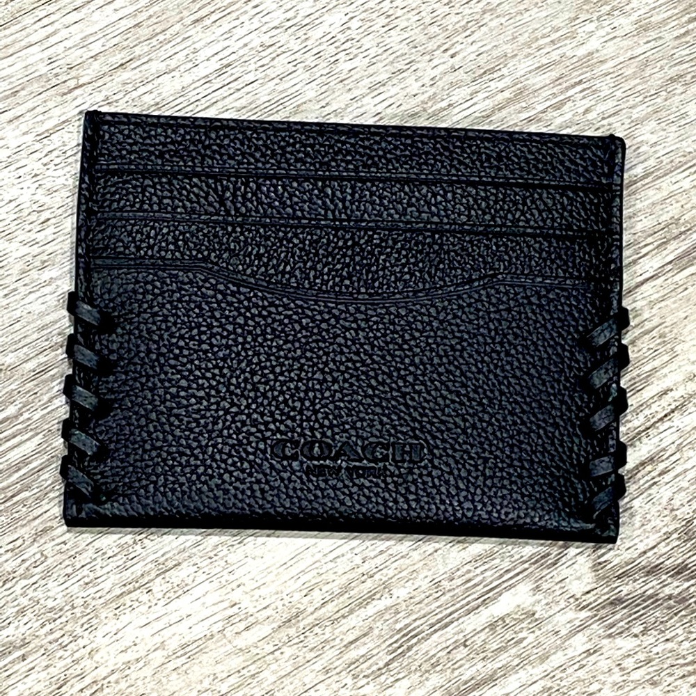 NWT Men’s COACH Baseball Stitching Black Card Case